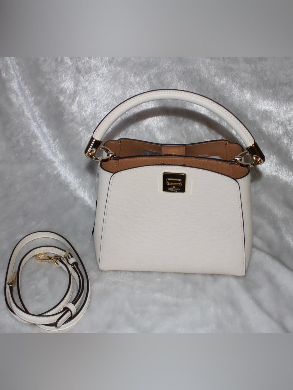 kate spade Cream Leather Top-Handle Satchel with Gold Hardware